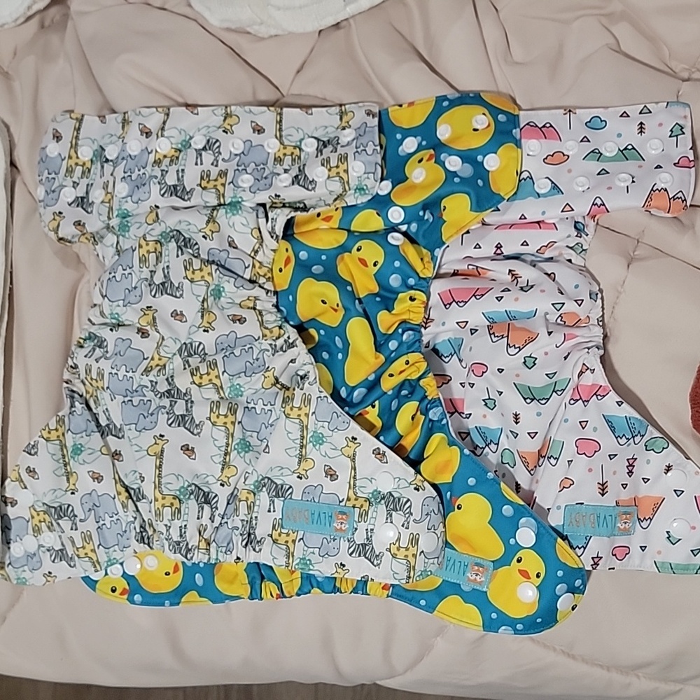 3 Alva Baby's Reusable Pocket Diapers